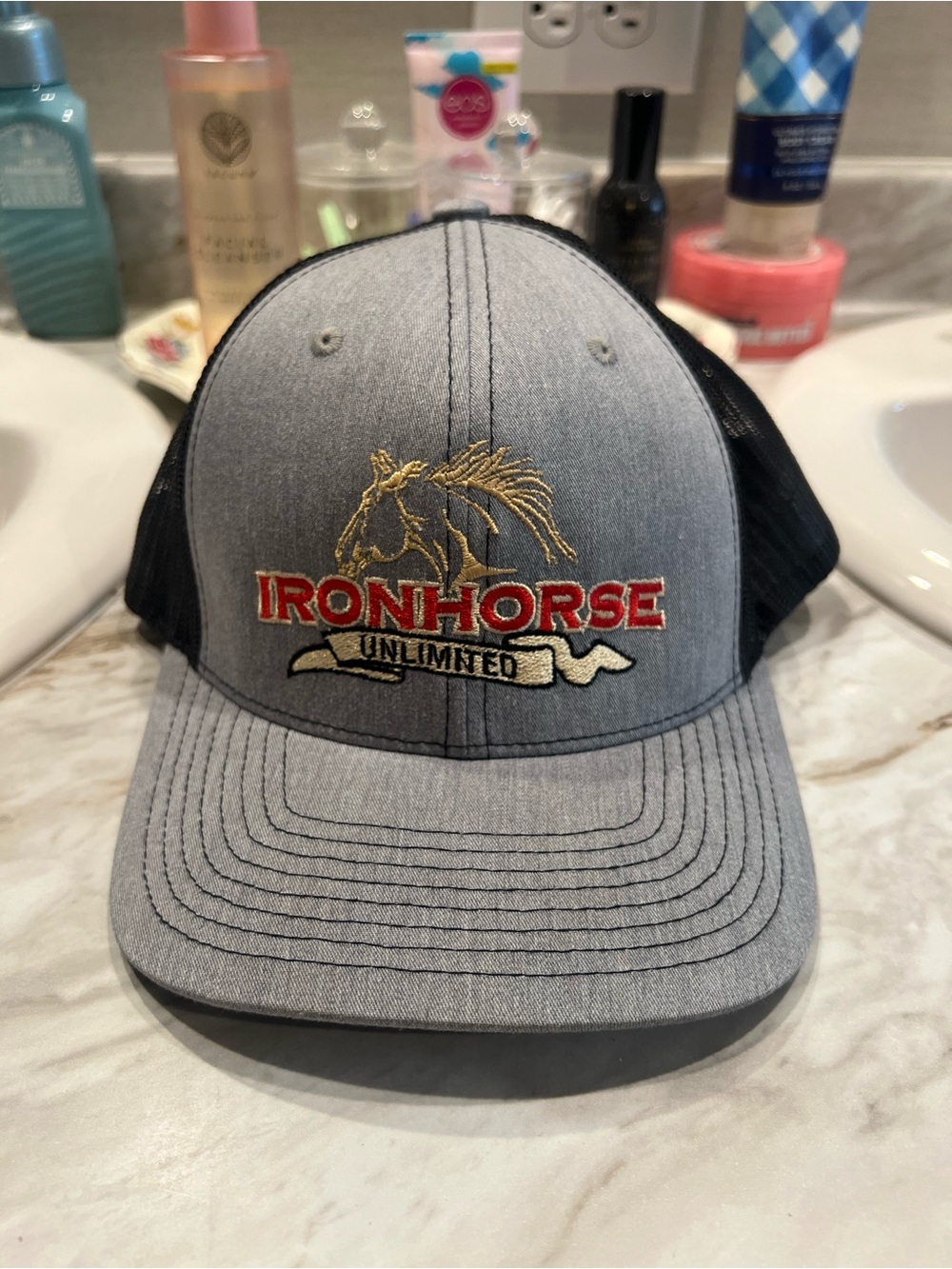 Ironhorse Unlimited Embroidered Trucker Hat - Gray & Black